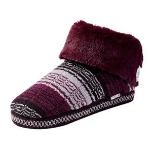 Muk Luks Purple Fold Over Indoor/Outdoor Boot Fur Slippers - XL 11-12